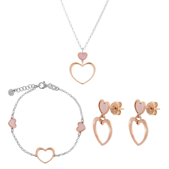 Orphelia 'Mada' Damen 925 Sterling Silber Set: Kette + Armband + Ohrringe - Silber/Rosé SET-7389 - Image 1