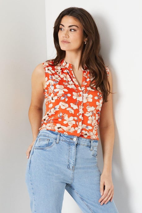 Floral Jersey Sleeveless Shirt