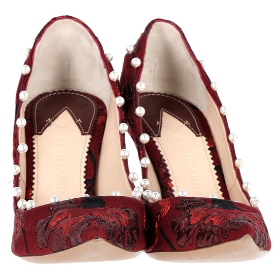 Aquazzura Perlenverzierte Pumps aus roter Baumwolle - Image 3