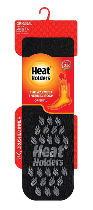 Herren Kniestrümpfe für den Winter | Wärmehalter | Fleece gefüttert Rutschfeste lange Socken mit Anti-Rutsch-Greifern - Schwarz / Grau - Image 2