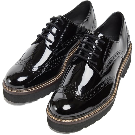 Pod Kortney Kunstleder Damen Schwarz Lack Brogues Schuhe - Image 6