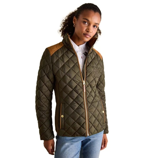 Joules Womens Braemar Luxe Showerproof Diamond Quilted Coat
