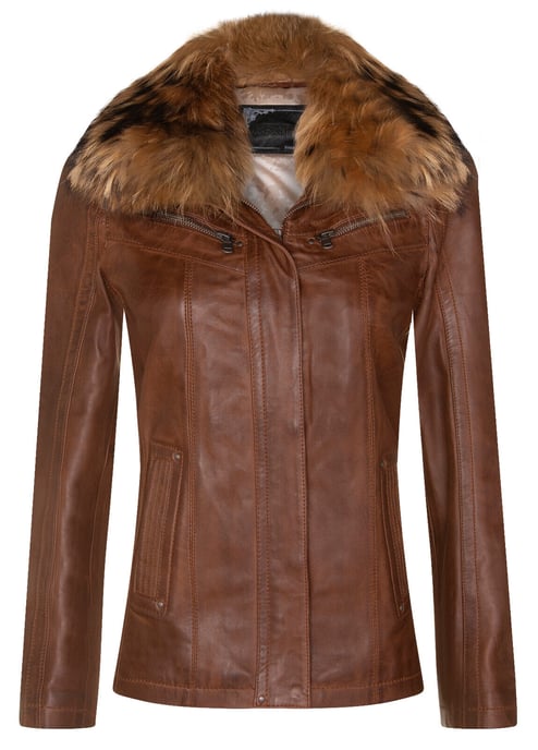 Ladies Slim Fit Leather Parker Jacket-Millom