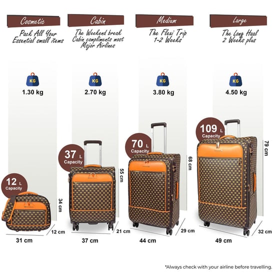 Brown extended travel bag, robust Softshell suitcase