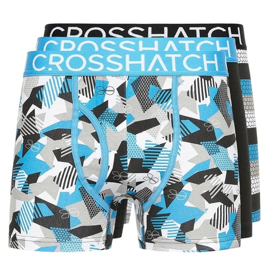 Crosshatch - "Crystaline" Boxershorts für Herren (3er-Pack) (Malibu-Blau/Schwarz/Grau) - Image 1
