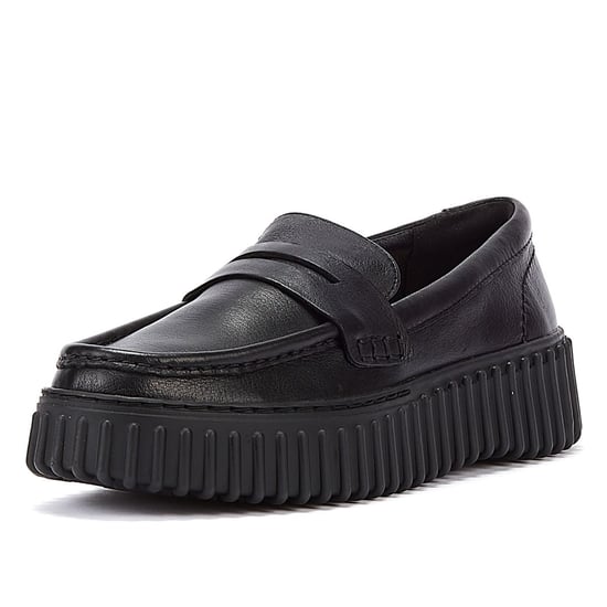 Clarks Torhill Penny Leder Damen Schwarz Komfort Schuhe - Image 3