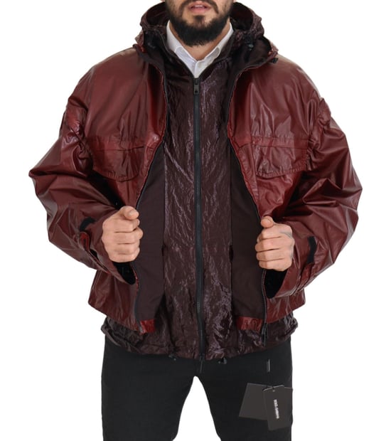 Dolce & Gabbana Bordeaux Baumwoll-Hoodie mit durchgehendem Reißverschluss für Herren - Image 6