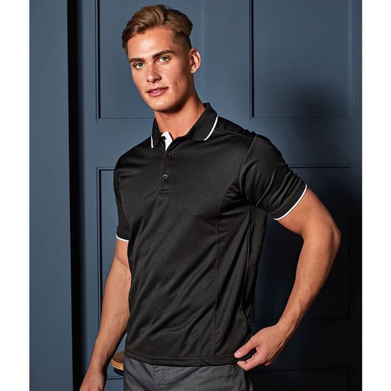 Premier Mens Contrast Coolchecker Polo Shirt (Schwarz/Weiß) - Image 6