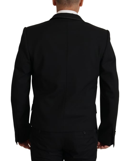 Dolce & Gabbana Schwarzer Doppelreihiger Mantel Blazer Herrenjacke - Image 2