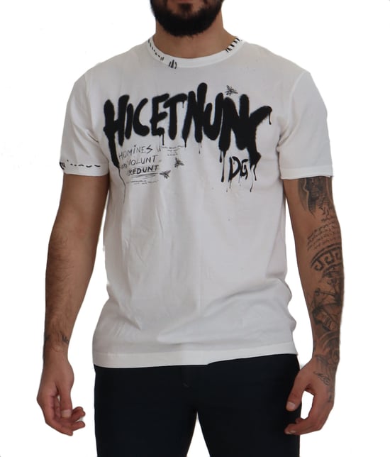 Dolce & Gabbana Weiß Amor Baumwoll Rundhals Herren T-Shirt - Image 1