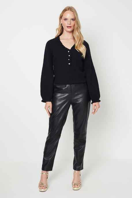 Frill Neck Pointelle Sweater