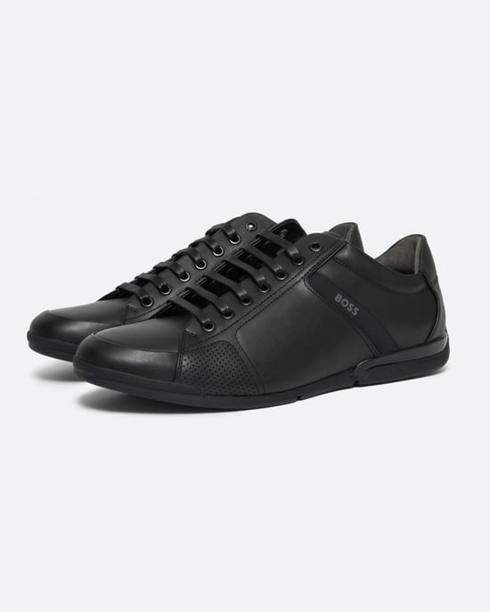 BOSS Orange Saturn Herren Niedrigprofil Leder Sneaker mit Geruchskontrollfutter NOS - Image 1