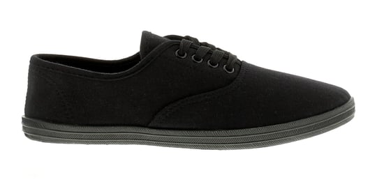 Platino Womens Canvas Pumps Plimsolls Monster Lace Up black