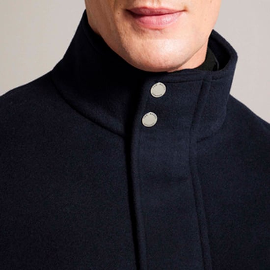 Herren Ted Baker Ederson Wolle-Mischung Rollkragenmantel in Marineblau - Image 4
