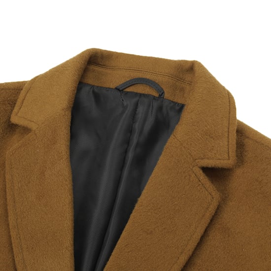 Herren Wintermantel aus Wolle mit Stehkragen und schmaler Passform, knielang, Khaki - Image 4