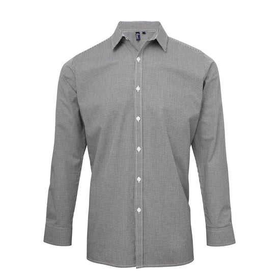 Premier Herren Gingham-Langarmhemd (Schwarz/Weiß) - Image 1