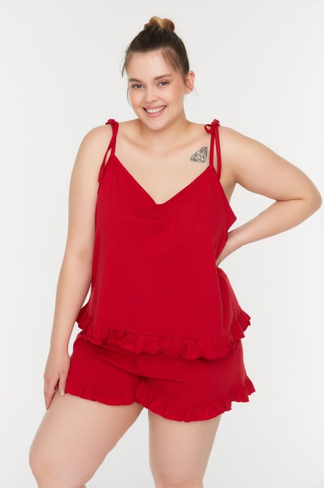 Cool Comfort Plus Size Schlafanzug Set in Rot - Image 2
