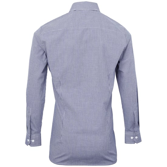 Premier Mens Microcheck Langarmhemd (Marine/Weiß) - Image 2