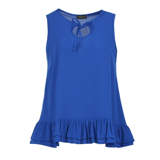 Sapphire Elegance Crepe Ruffle Top