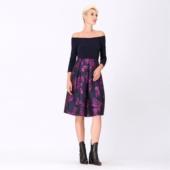 Kleid aus Bi-Material mit floralem Brokat - Image 6