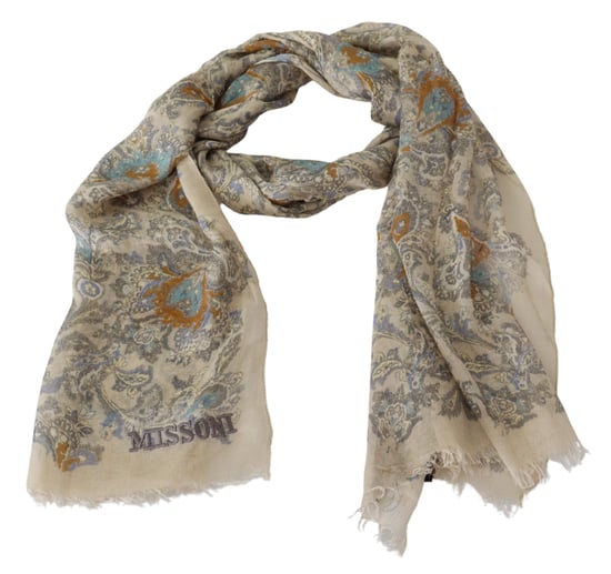 Echarpe unisexe Missoni en cachemire baroque beige pour hommes - Image 2