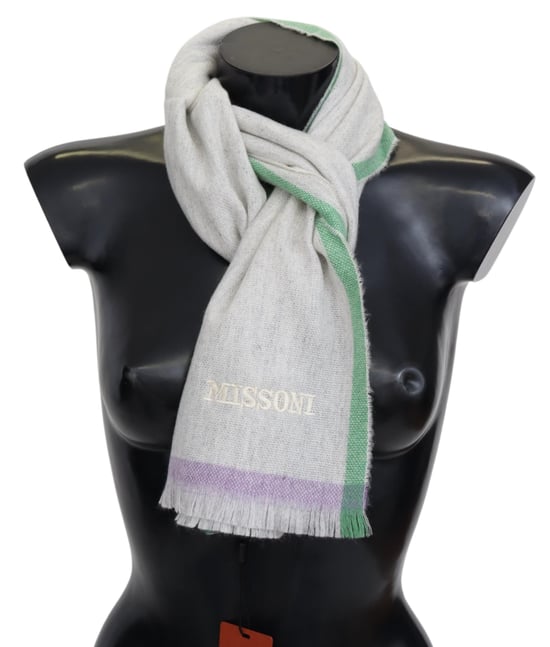 Echarpe unisexe beige 100% cachemire pour hommes Missoni - Image 1