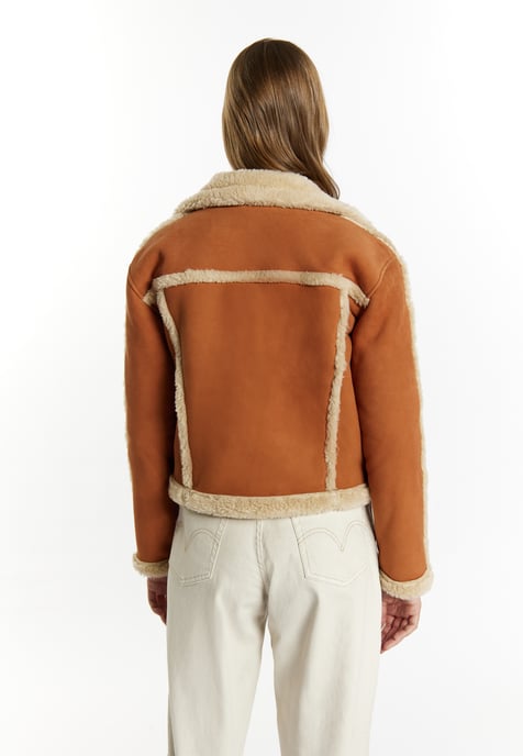 Dreimaster Bikerjacke aus Leder Damen Cognac - Image 4