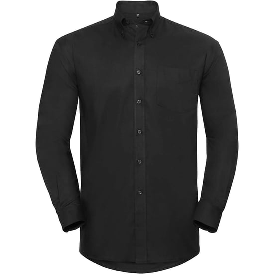 Russell Collection Herren-Langarmhemd aus pflegeleichtem Oxford (Schwarz) - Image 2