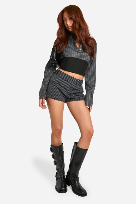 Tailored Pinstripe Micro Shorts - Image 1