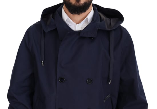 Dolce & Gabbana Blauer Kapuzen-Doppelreihiger Mantel Herrenjacke - Image 4