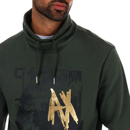 Men's Armani Exchange Graphic Logo Hoody in Green