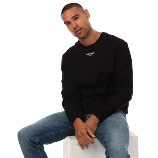 Herren Calvin Klein Jeans Relaxed Baumwoll-Terry Sweatshirt in Schwarz - Image 4