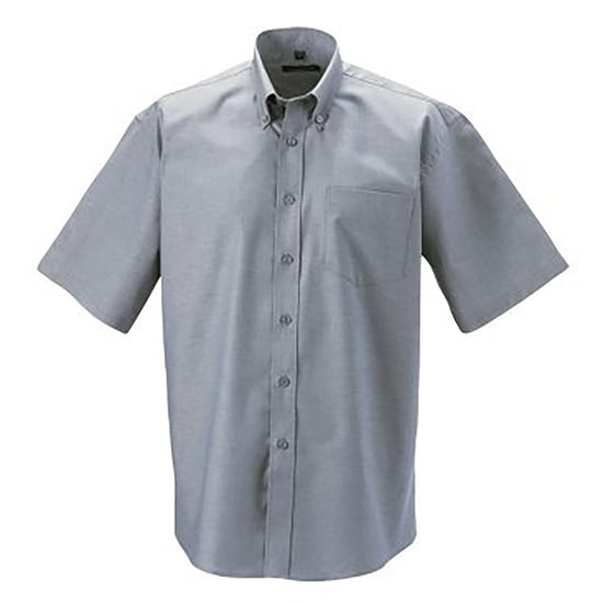 Russell Collection Oxford Herren Hemd, Kurzarm, pflegeleicht (Siblergrau) - Image 3