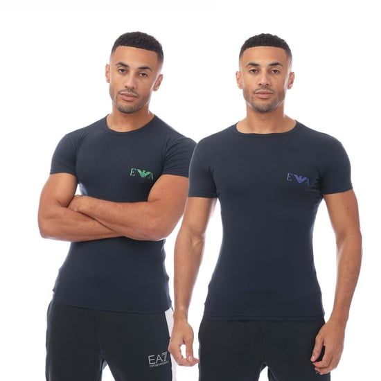 Men's Emporio Armani 2 Pack Underwear Logo T-Shirt in Navy