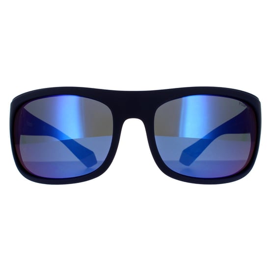 Polaroid Wrap Mens blau grau blau Spiegel polarisierte Sonnenbrille - Image 1