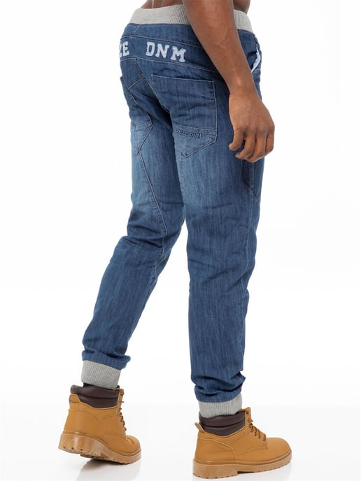 Kruze | Mens Cuffed Jeans - Blue