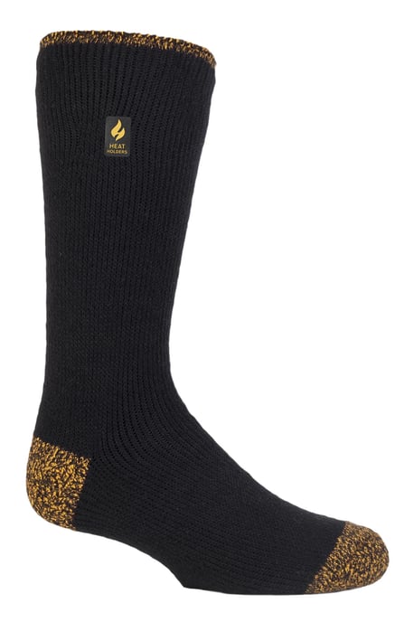 Mens Long Thermal Work Socks | Heat Holders | Thick Knee High Heavy Duty Socks | Boot Socks for Winter - Black - Image 1
