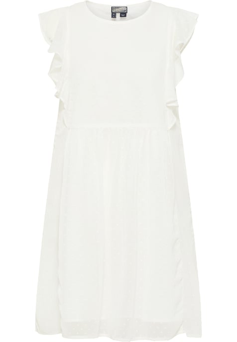 Dreimaster Midikleid mit Rüschen Damen WOLLWEISS - Image 1