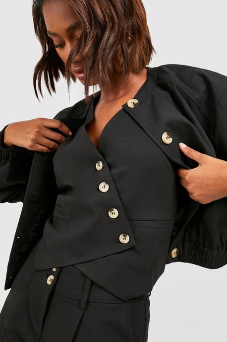 Mock Horn Asymmetric Tailored Waistcoat