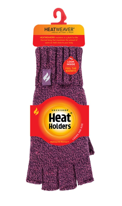 Solide gestrickte fingerlose Damenhandschuhe | WÄRMEHALTER | Lila Twist - Image 2