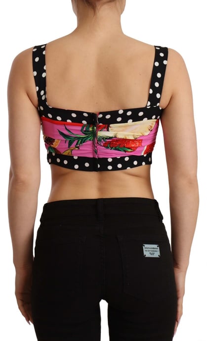 Dolce & Gabbana Damen Mehrfarbig Seidenkurzpolka-Fruchtprint-Top - Image 3