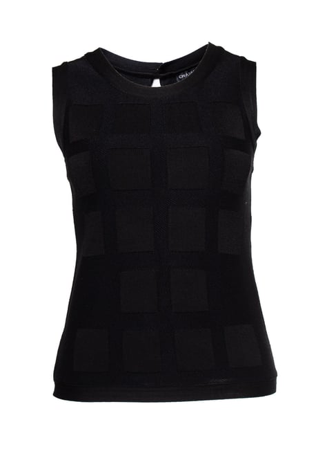 schwarzes gewebtes Top mit strukturiertem Druck - Image 1