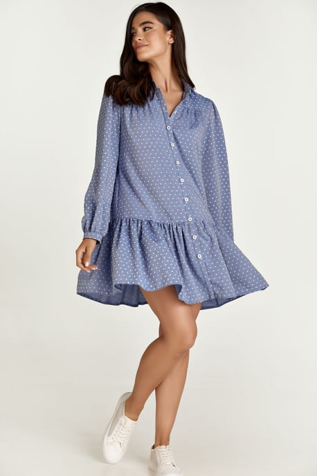 Besticktes Kleid im Denim-Stil mit Knöpfen - Image 4