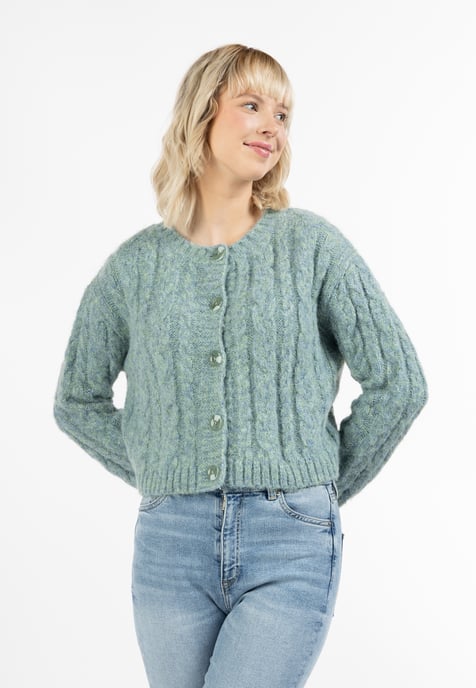 Mymo Strickjacke Damen Blau Mint Melange - Image 3