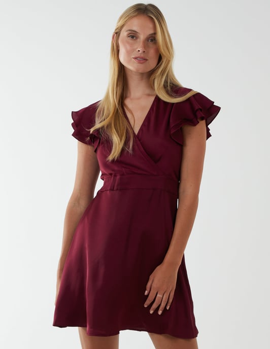 Double Angel Sleeve Wrap Dress
