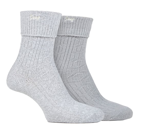 Damen Turn Cuff Socken | Jeep | Walking Boot Socken Frauen, Komfortable Performance Polyester Socken - Schiefer / Weiß - Image 1