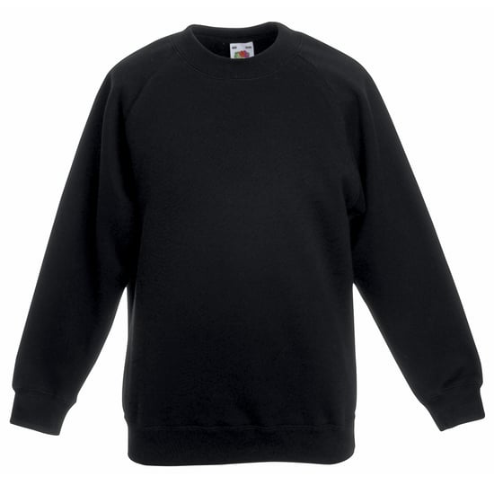 Fruit Of The Loom Childrens Unisex Raglan Ärmel Sweatshirt (Schwarz) - Image 1