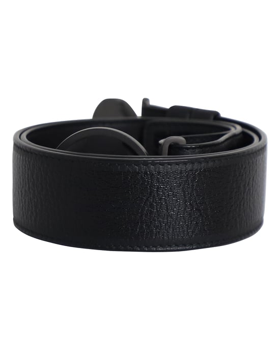 Bottega Veneta Round Buckle Belt in Black Leather