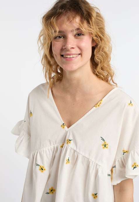 Dreimaster Tunika Damen Wollweiss Gelb - Image 5