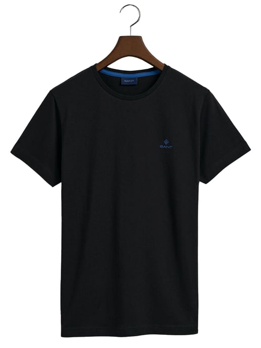 Gant | Mens Rundhals T-Shirt Kontrast Logo - schwarz - Image 6
